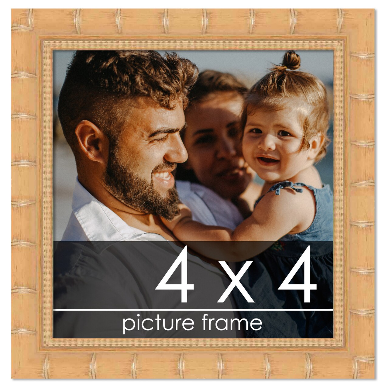 4x4 Modern Bamboo Picture Frame with UV-Resistant Acrylic & Acid Free Backing, Available in 5 Finishes - Gold, Silver, Brown, Black, and Natural